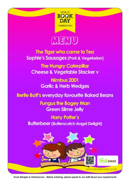 World Book Day Lunch Menu Bicton Primary School Nursery World Book Day Lunch Menu Bicton Primary School Nursery