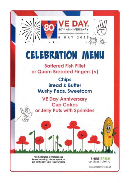 VE Day Celebration Lunch Menu