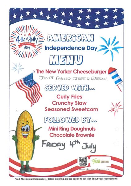 Independence Day Lunch menu