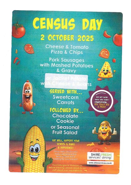 Census Day Lunch Menu